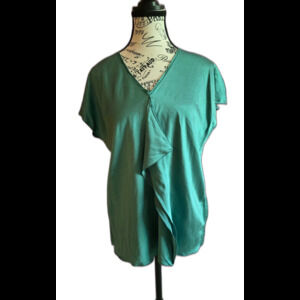 LAFAYETTE 148 green Silk short-sleeved v-neck elegant blouse S